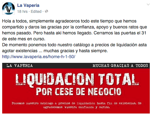La vaperia cierre liquidacion